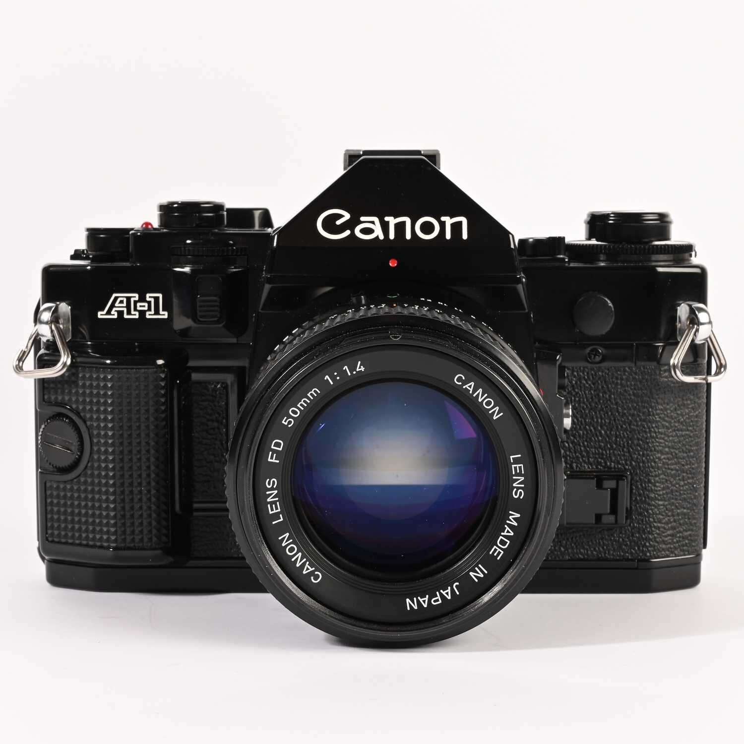 Canon A-1 Canon FD 50/1,4 SLR 35mm Film Analogkamera schwarz