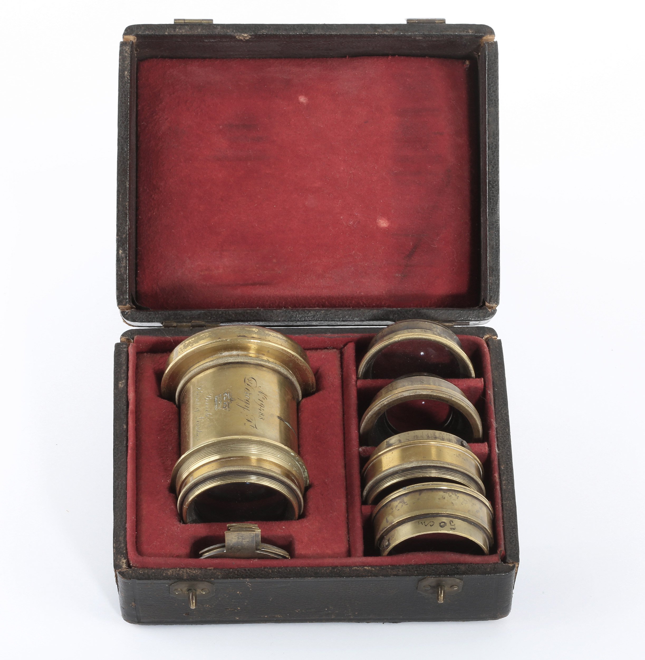 Brass Lens DEROGY Fab. Brevete Paris and Londres-Set