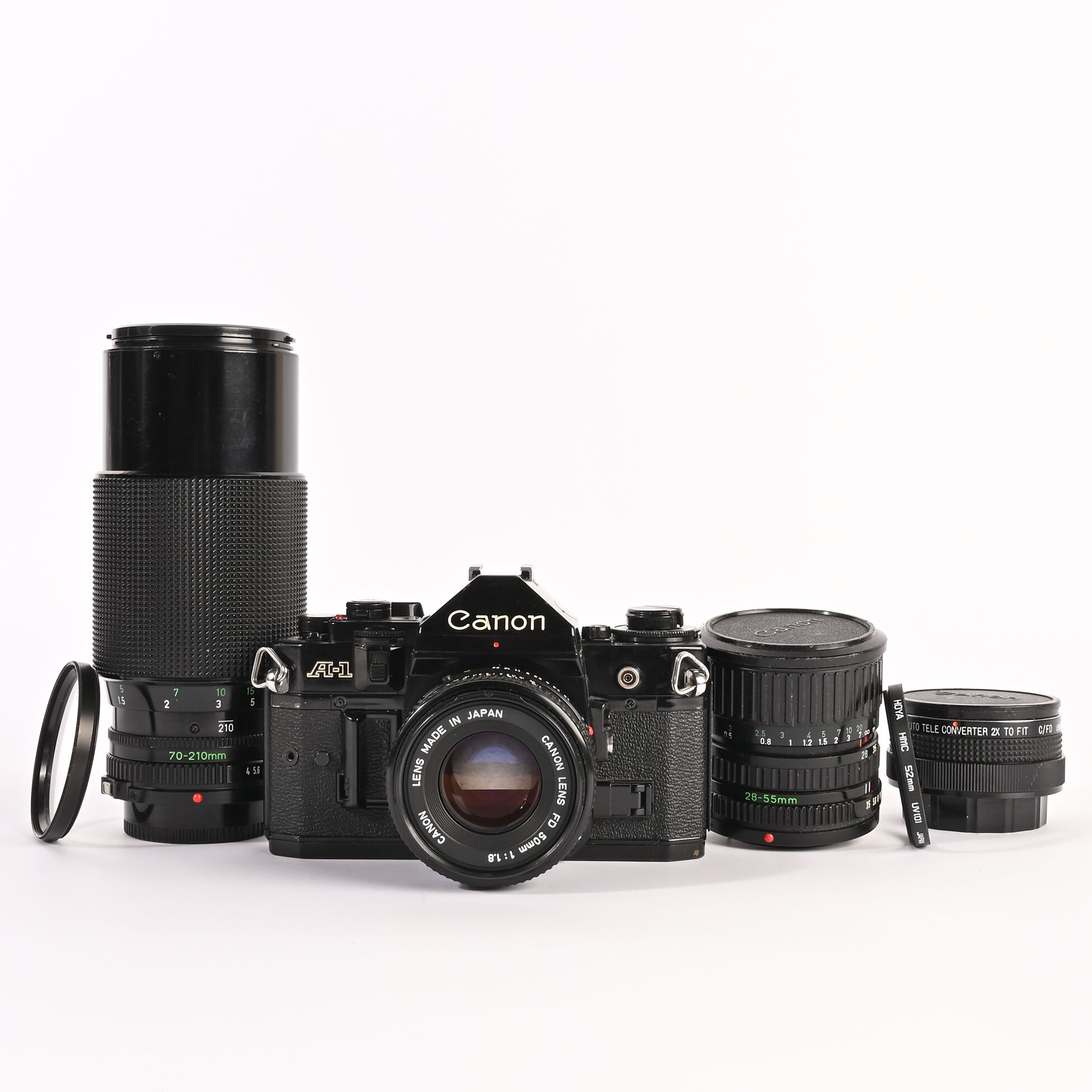 Canon A1 50mm 28-55mm 70-210mm Converter 2x
